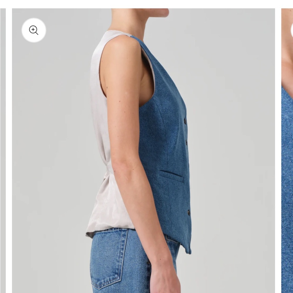 Citizens of Humanity Jasmin Long Vest Normandie Blue MSRP $298 NWT - Picture 3 of 14